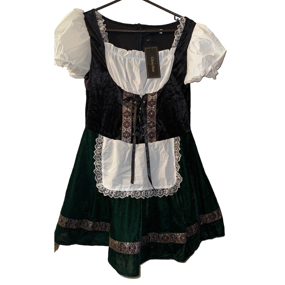 Glory Star Octoberfest Beer Maid Costume Dress Green Sz Large Halloween NWT